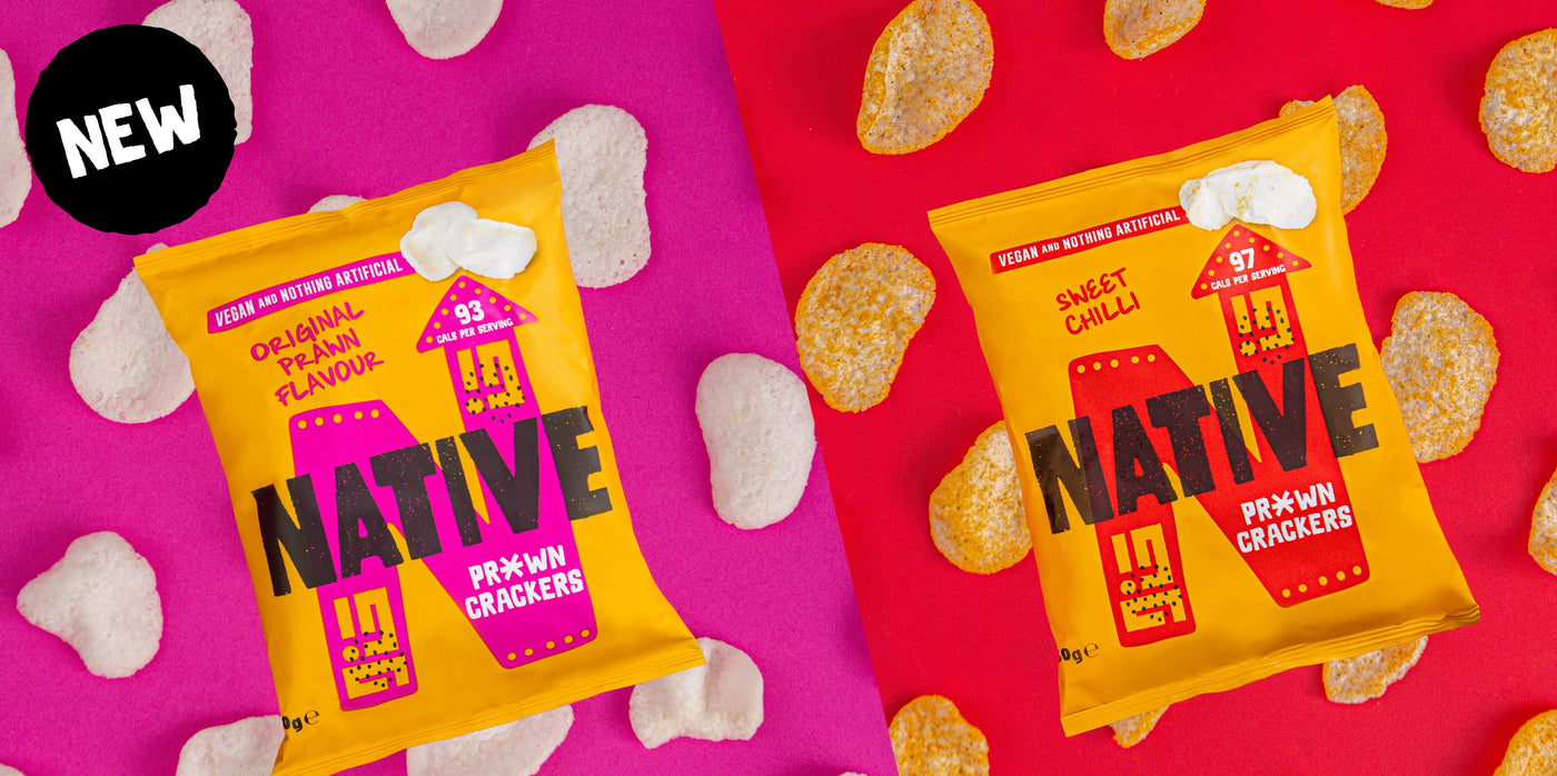Vegan prawn crackers in original prawn flavour and sweet chilli. A light and crunchy snack for dinner or lunch. Vegan, vegetarian, gluten free, under 99 calories, less fat than crisps and natural. Enjoy with a meal, dip or takeaway. Free delivery over £20